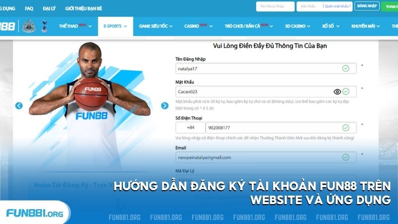 Hướng dẫn tạo tài khoản Fun88 trên website và ứng dụng