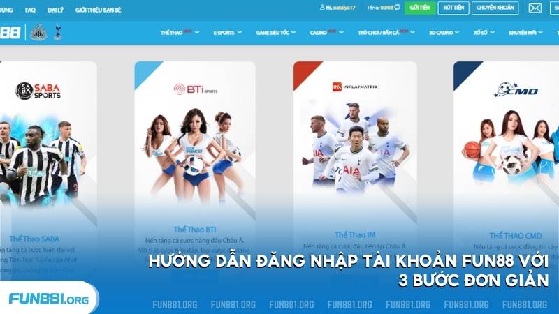 Hướng dẫn đăng nhập tài khoản Fun88 với 3 bước đơn giản