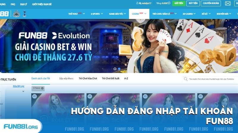 Hướng dẫn đăng nhập tài khoản Fun88